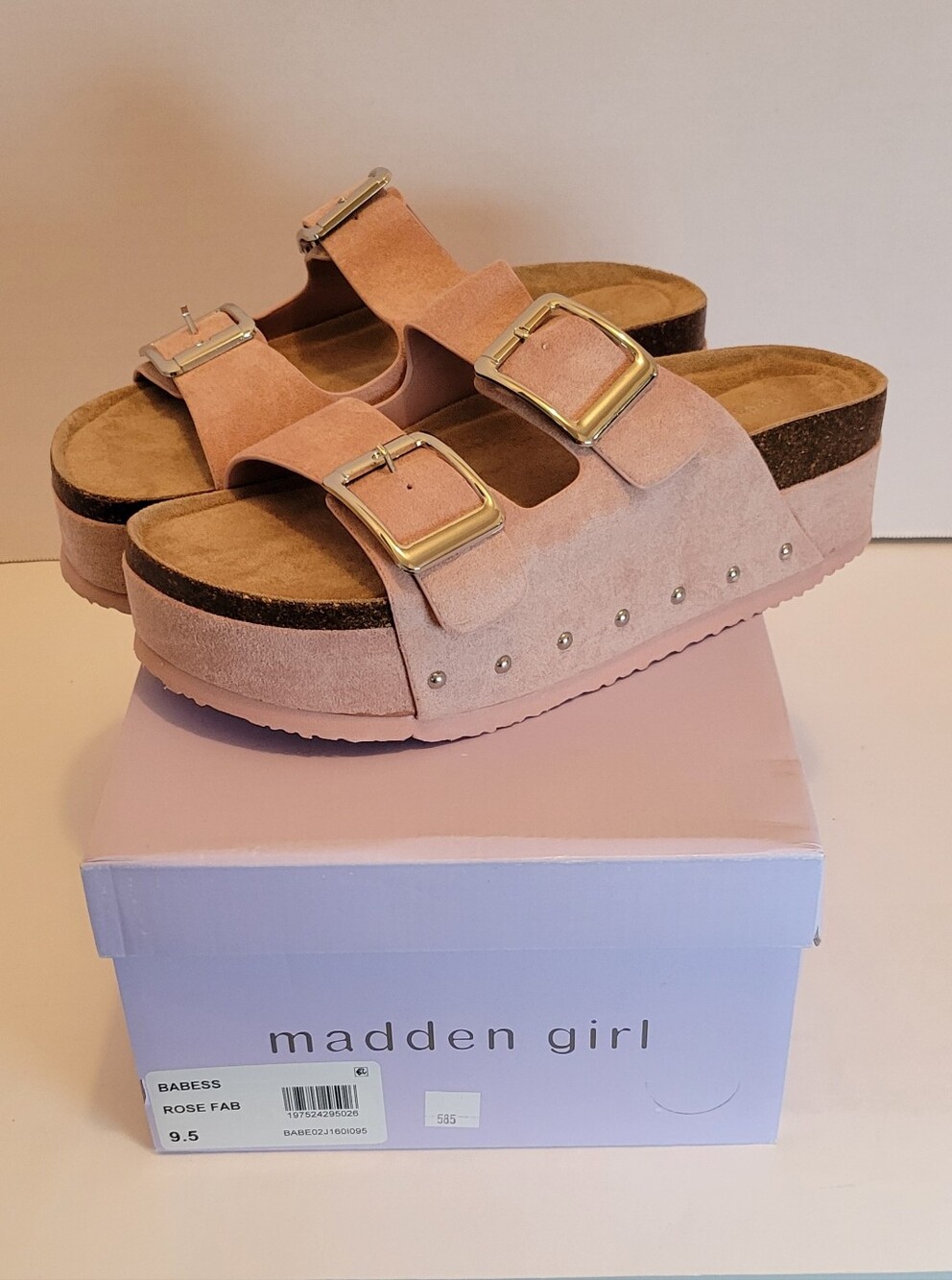 Madden Girl Babess Rose Fab Platform Sandals NWT Size 9.5 Pink Double Buckle Sli - Picture 10 of 13